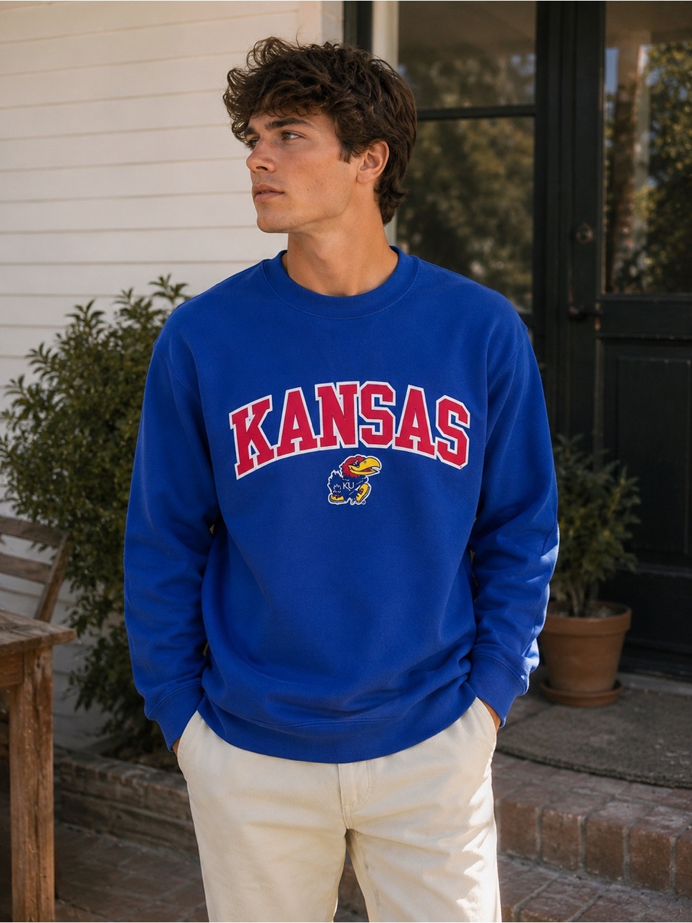 University of Kansas Jayhawk Blue Crewneck Sweatshirt - Men's